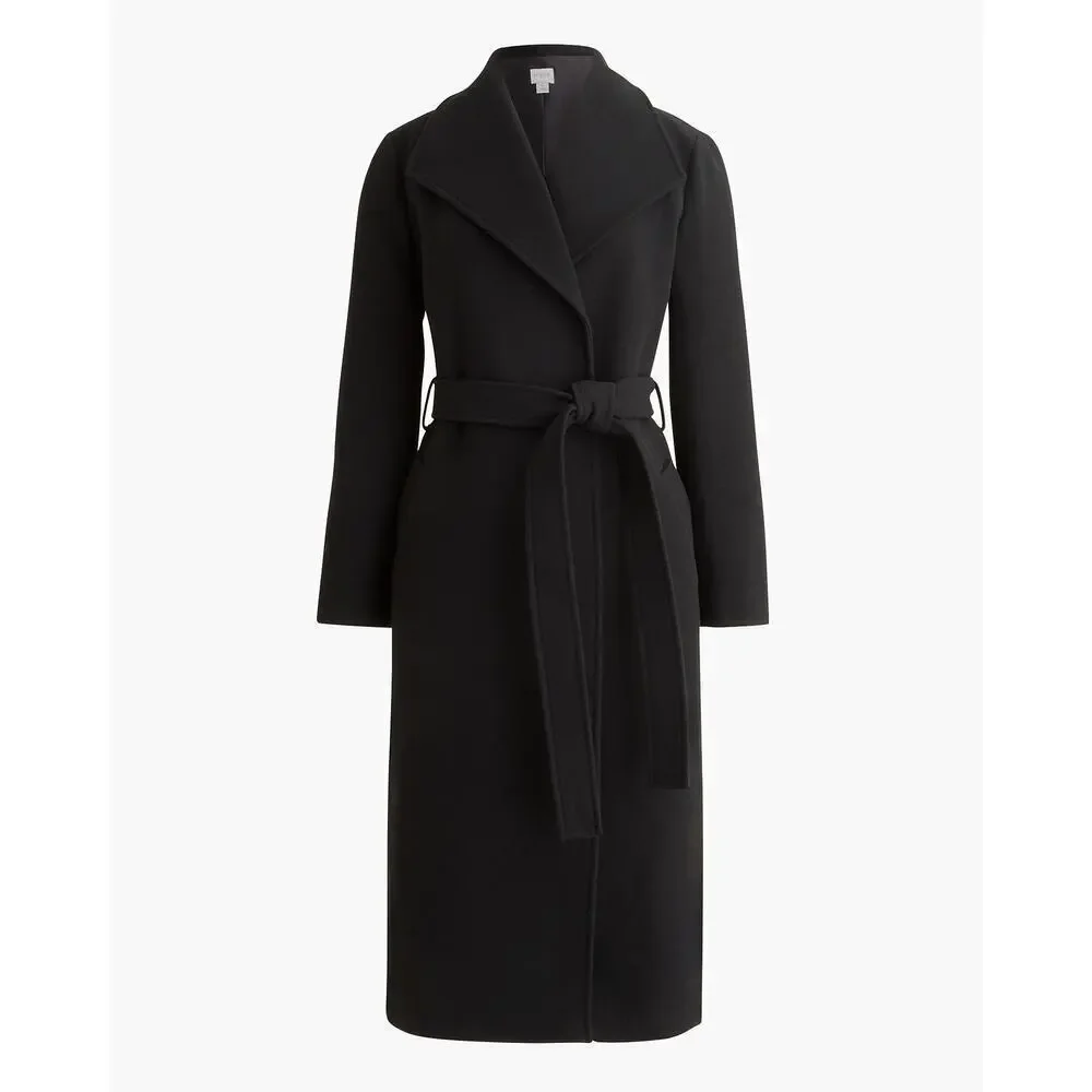 J. Crew Factory Belted Wool-Blend Trench Coat Long Sleeve Black Size 20 NWT